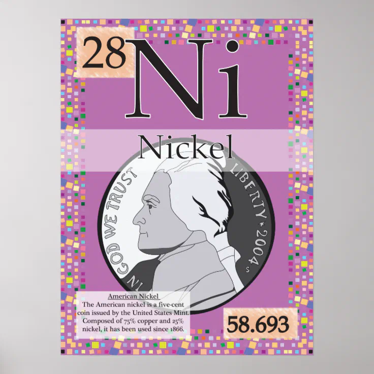 28 Nickel Ni Periodic Table Of The Elements Poster Zazzle 5529