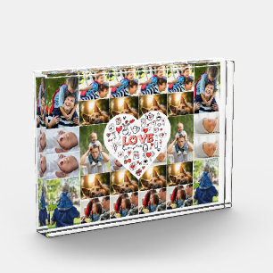 28 Photo Collage Frame with Love Hear Centerpiece Block