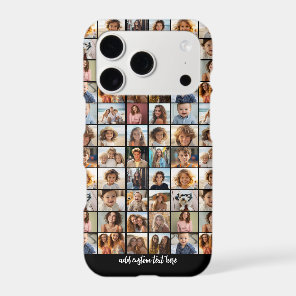28 Photo Collage Grid - 2 Text boxes - black Iphone 18 Pro Case