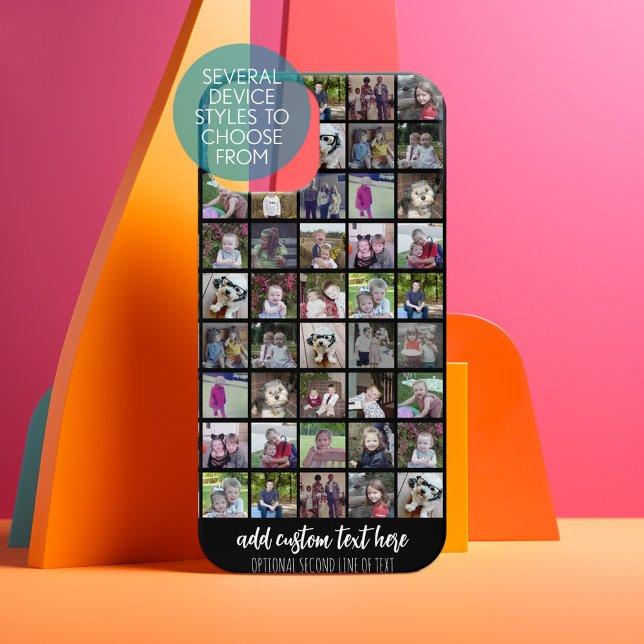 28 Photo Collage Grid - 2 Text boxes - black Samsung Galaxy Case (Personalized Phone Case - Pick Your Device Style and Customize the Design)