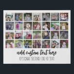 28 Photo Collage Grid - 2 Text boxes - black white Faux Canvas Print<br><div class="desc">Use 28 SQUARE photos to create a personal photo collage. This modern, clean layout includes 2 text blocks - one in a modern script and one in a sans serif font to add a family name or a year or event. The background color can be changed in the customize area....</div>