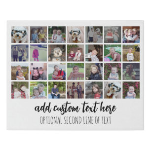 28 Photo Collage Grid - 2 Text boxes - black white Faux Canvas Print