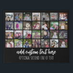 28 Photo Collage Grid - 2 Text boxes - black white Faux Canvas Print<br><div class="desc">Use 28 SQUARE photos to create a personal photo collage. This modern, clean layout includes 2 text blocks - one in a modern script and one in a san serif font to add a family name or a year or event. The background color can be changed in the customize area....</div>