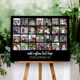 28 Photo Collage Grid - 2 Text boxes - black white Foam Board