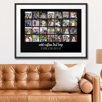 28 Photo Collage Grid - 2 Text Boxes - Black White Poster by MarshEnterprises at Zazzle