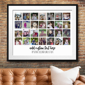 28 Photo Collage Grid - 2 Text boxes - black white Poster