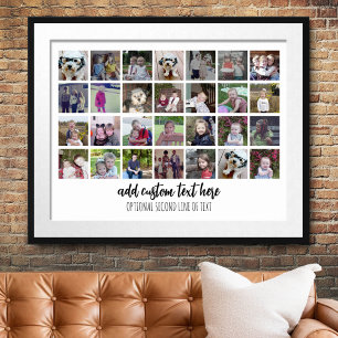 28 Photo Collage Grid - 2 Text boxes - black white Poster