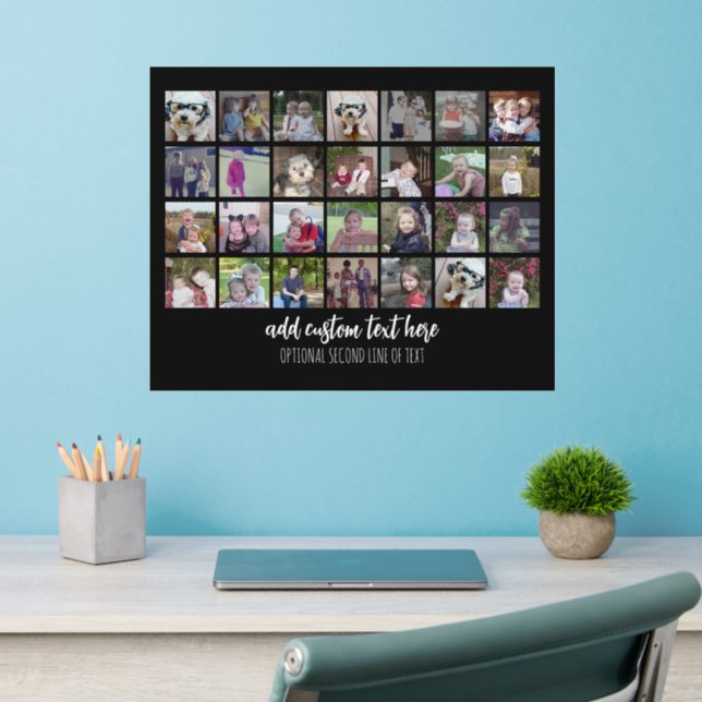 28 Photo Collage Grid - 2 Text boxes - black white Wall Decal (Home Office 2)