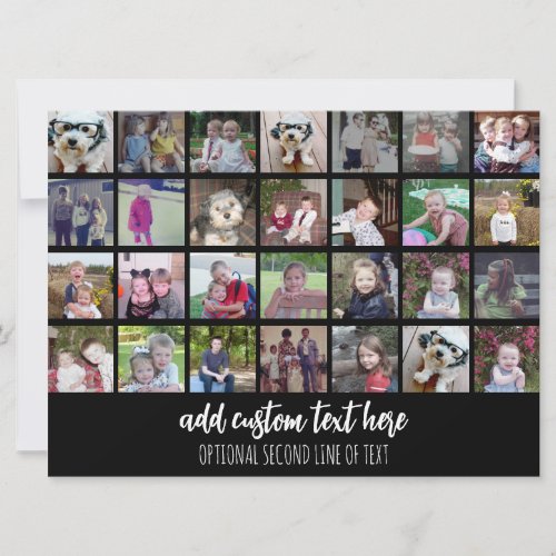 28 Photo Collage Grid _ 2 Text boxes greeting card