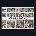 28 Photo Collage Grid - Script Text - black white Faux Canvas Print<br><div class="desc">Use 28 SQUARE photos to create a personal photo collage. This modern, clean layout includes a text block in a modern script font to add a family name or a name. The background color can be changed in the customize area. ***For best results for this multi photo layout - crop...</div>