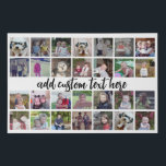 28 Photo Collage Grid - Script Text - black white Faux Canvas Print<br><div class="desc">Use 28 SQUARE photos to create a personal photo collage. This modern, clean layout includes a text block in a modern script font to add a family name or a name. The background color can be changed in the customize area. ***For best results for this multi photo layout - crop...</div>