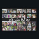 28 Photo Collage Grid - Script Text - black white Faux Canvas Print<br><div class="desc">Use 28 SQUARE photos to create a personal photo collage. This modern, clean layout includes a text block in a modern script font to add a family name or a name. The background color can be changed in the customize area. ***For best results for this multi photo layout - crop...</div>