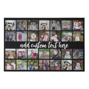 28 Photo Collage Grid - Script Text - black white Faux Canvas Print