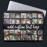 28 Photo Collage Grid - Script Text - black white Laptop Sleeve<br><div class="desc">Use 28 SQUARE photos to create a personal photo collage. This modern, clean layout includes a text block in a modern script font to add a family name or a name. The background color can be changed in the customize area. ***For best results for this multi photo layout - crop...</div>