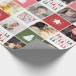 28-Photo Collage Merry & Bright Fa La La Christmas Wrapping Paper<br><div class="desc">Wrap your gifts in holiday cheer with this colorful 28-photo collage Christmas wrapping paper, featuring a joyful mix of custom family photos and holiday-themed graphics. The photos are interspersed with seasonal Christmas trees and stars, and the phrases, "Merry and Bright, " and "Fa La La, " all in a festive...</div>