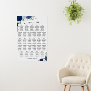 28 Table Blue Roses Elegant Wedding Seating Chart Foam Board