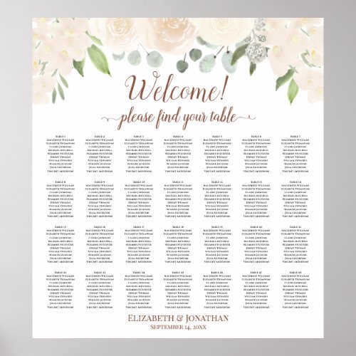 28 Table Champagne Blush Boho Floral Seating Chart