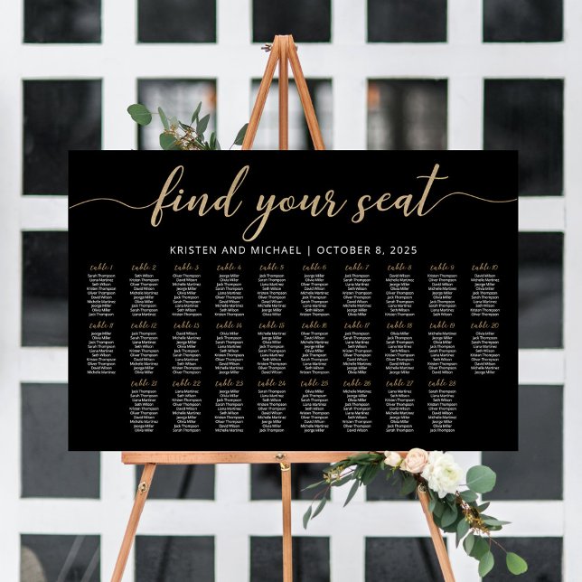 28 Tables Find Your Seat Black Seating Chart Foam Board (Creator Uploaded)