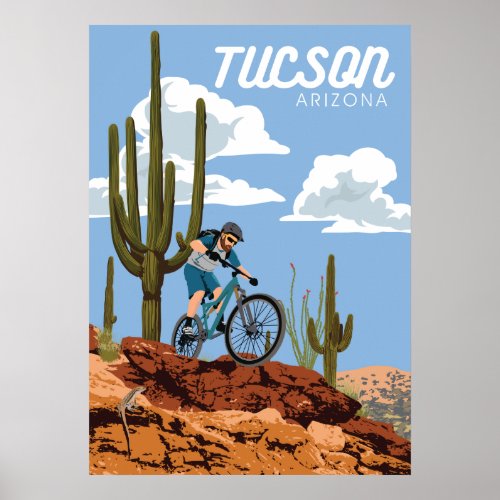 28x20 Mountain Bike _ Tucson Arizona Poster