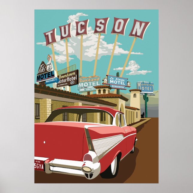 28"x20" Retro Motel Signs - Tucson, Arizona (Front)