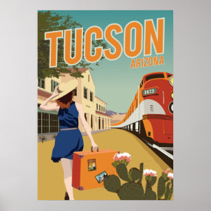 28"x20" Train Depot - Tucson, Arizona Poster