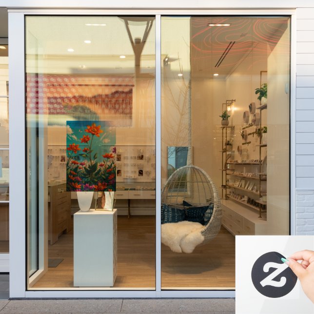 28" x 40" Floral Transparent Custom Cut  Window Cling (Store Window)