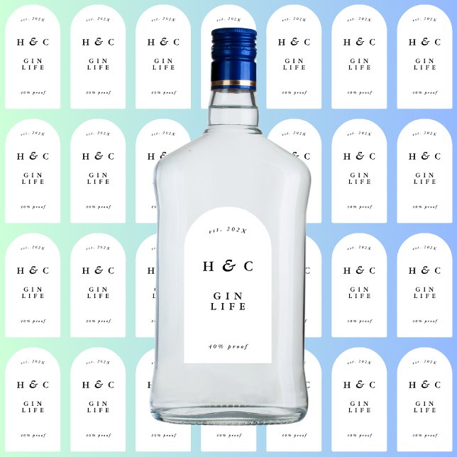28 x Black White Modern Bottle Gin Wine Arch Vinyl Sticker (Creator Uploaded)