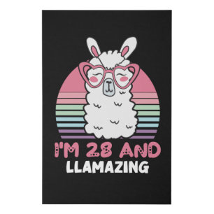 28 Year Old Bday Llamazing 28th Birthday Llama Faux Canvas Print
