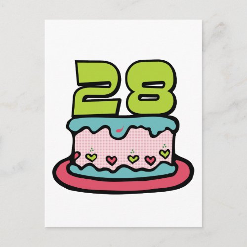 28 Year Old Birthday Cake Postcard