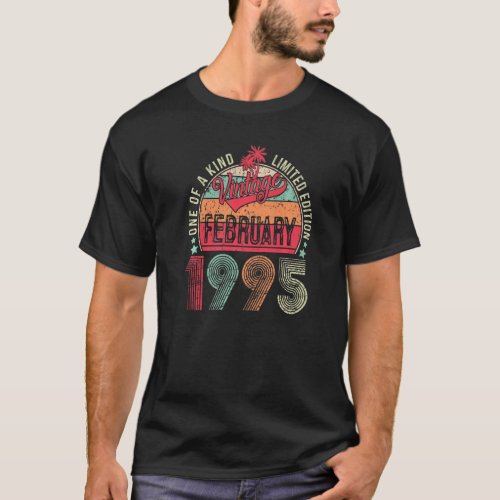 28 Year Old Vintage February 1995 28th Birthday Me T_Shirt