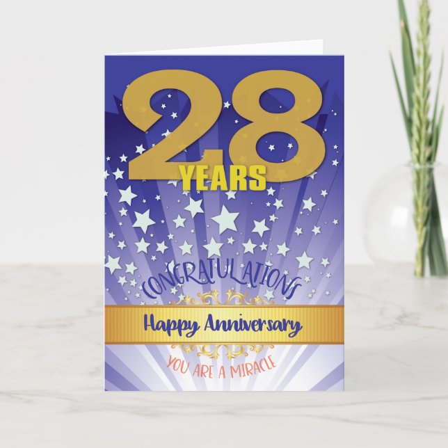 28 Year Recovery Anniversary Bold Numeral Card (Front)