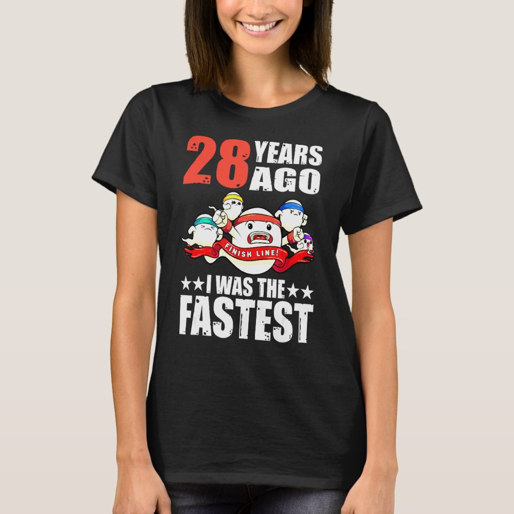 Discover 28 Years Ago I Was The Fastest 28th Birthday Sperm Personalized T-Shirt