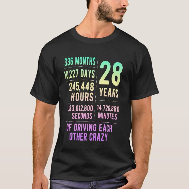 28 Years Married Funny 28th Wedding Anniversary T-Shirt (Front)