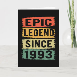 28 Years Old Bday 1993 Epic Legend 28th Birthday Card