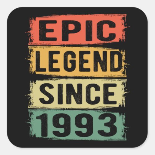 28 Years Old Bday 1993 Epic Legend 28th Birthday Square Sticker