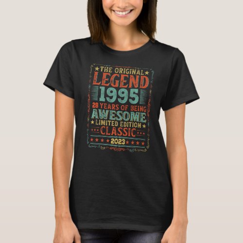 28 Years Old Gifts Legend Since 1995 Vintage 28th  T_Shirt