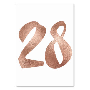 28Table  Number White Metallic Pink Rose Gold Table Number