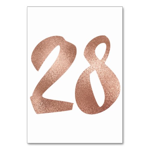 28Table  Number White Metallic Pink Rose Gold Table Number