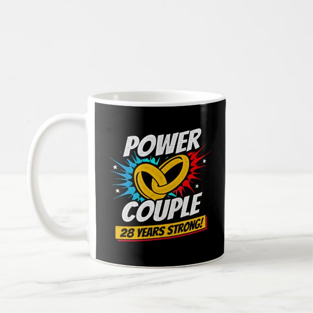 28th Anniversary Married Couples 28 Years Strong Coffee Mug (Left)
