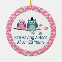 28th Anniversary Owl Wedding Anniversaries Gift