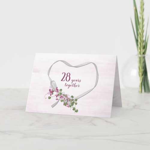 28th Anniversary Ribbon Heart Card