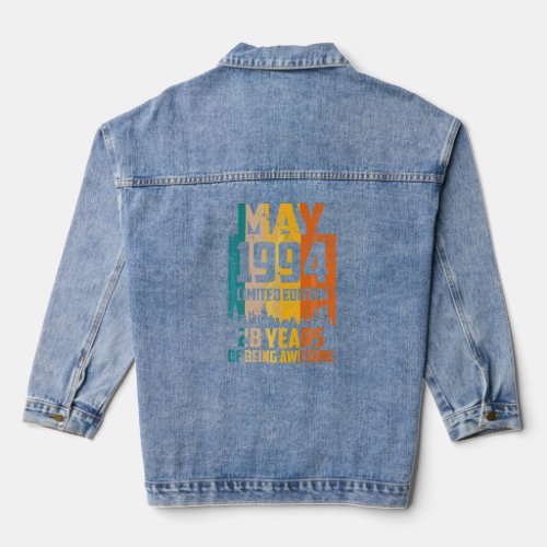 28th Birthday 28 Years Awesome Since May 1994 Vint Denim Jacket