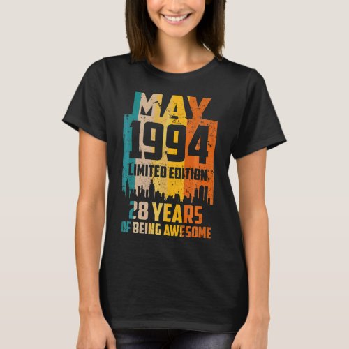 28th Birthday 28 Years Awesome Since May 1994 Vint T_Shirt