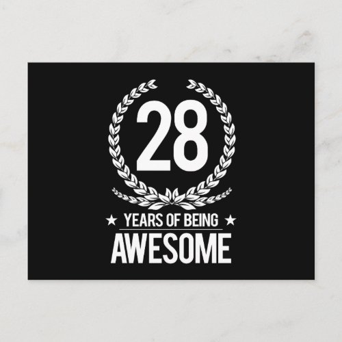28th Birthday 28 Years Of Being Awesome Postcard