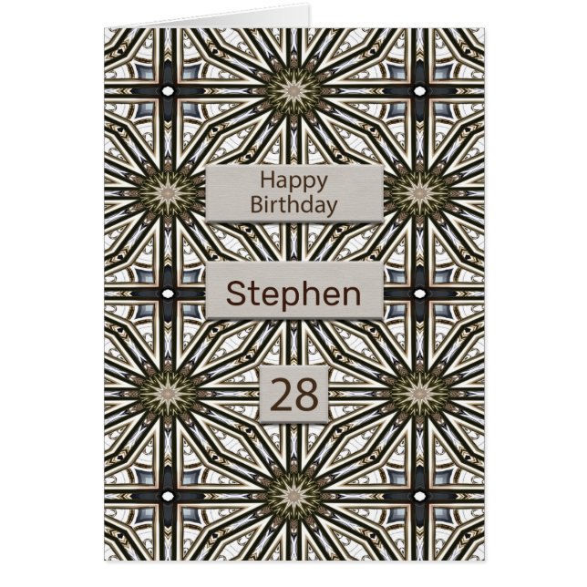 28th Birthday Abstract Mandala Design Cards (Front)