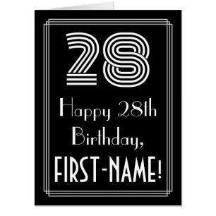 28th Birthday — Art Deco Inspired Look “28” + Name Card