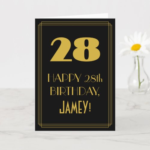 28th Birthday  Art Deco Inspired Look 28  Name Card