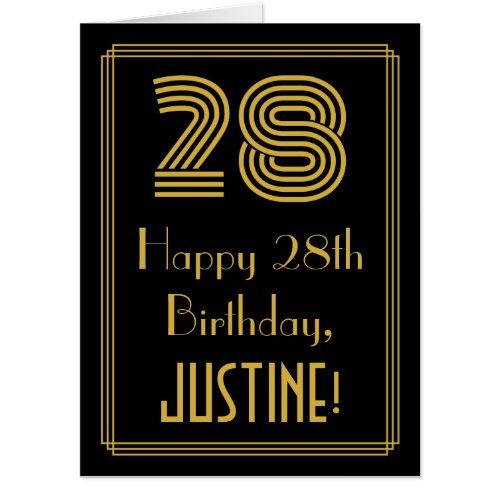 28th Birthday Art Deco Inspired Look 28  Name Card