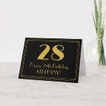 [ Thumbnail: 28th Birthday: Art Deco Inspired Look "28" + Name Card ]