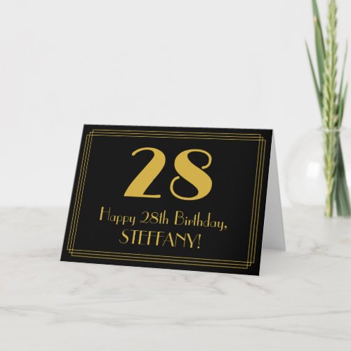 28th Birthday Art Deco Inspired Look 28  Name Card